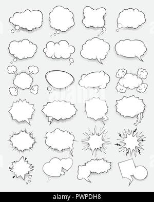 Set di nuvole di vettore nello stile del fumetto modello per il tuo design Illustrazione Vettoriale
