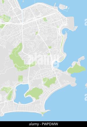 Vettore mappa dettagliata Rio de Janeiro piano particolareggiato della città, fiumi e strade Illustrazione Vettoriale