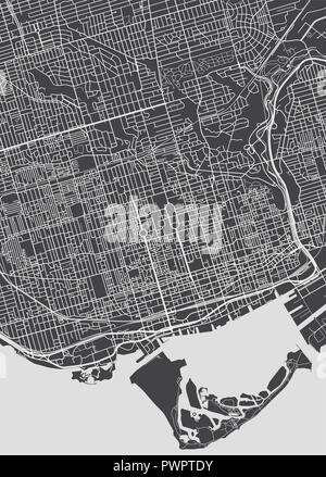 Toronto city plan, dettagliata mappa vettoriale modello per il tuo design Illustrazione Vettoriale