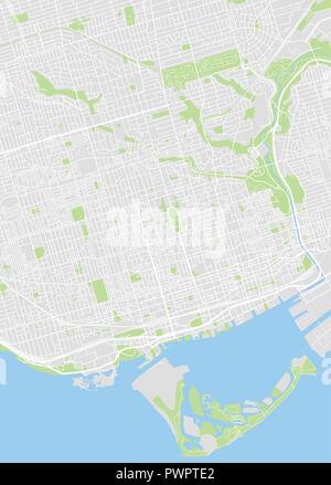 Toronto colorata mappa vettoriale piano particolareggiato della città, fiumi e strade Illustrazione Vettoriale