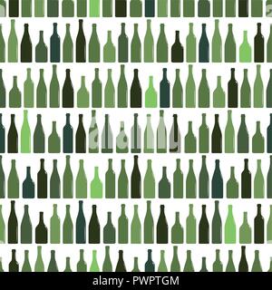 Modello senza giunture di righe di multi-colore di bottiglie di vino, illustrazione vettoriale modello per il tuo design Illustrazione Vettoriale