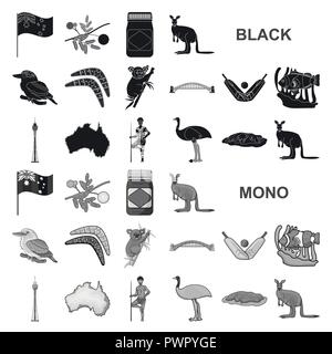 Aborigeno,anemone,attributi,l'australia,australian,ball,pipistrelli,Black,boomerang,ramo,ponte,costruzione,clownfish,raccolta,paese,cricket,attraversato,cultura, custom,design,funzioni,bandiera,cibo,porto,icona,immagine,interessante,isolato,kangaroo,koala,kookaburra,logo,mimosa,luogo,popolazione,regina,impostare,segno,seduta,distribuiti,sydney,il simbolo,Territorio,torre,corsa,uluru,vettore,victoria,web,giallo vettori vettore , Illustrazione Vettoriale