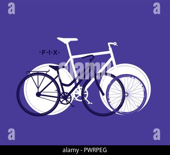 Silhouette di fissare bike, ciclismo sport sfondo, illustrazione vettoriale modello per il tuo logo design Illustrazione Vettoriale
