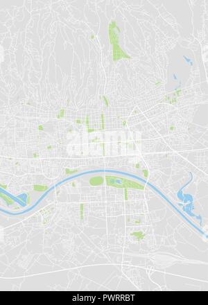 Zagabria colorata mappa vettoriale piano particolareggiato della città, fiumi e strade Illustrazione Vettoriale