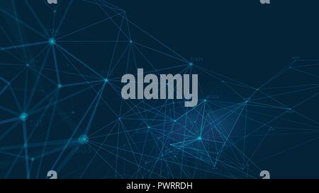 Abstract vettore sfondo poligonale con linee collegate e punti che formano un cerchio modello per il tuo design Illustrazione Vettoriale