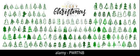 Alberi di Natale. Disegna uno scarabocchio pino. Illustrazione disegnata a mano arte. Illustrazione Vettoriale