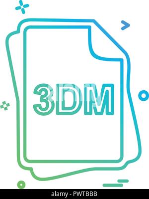 3DM tipo file icona vettore di design Illustrazione Vettoriale