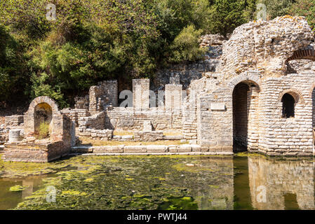 Santuario di Asclepio, antica città di Butrinto, Parco Nazionale di Butrinto, Saranda, Albania Foto Stock