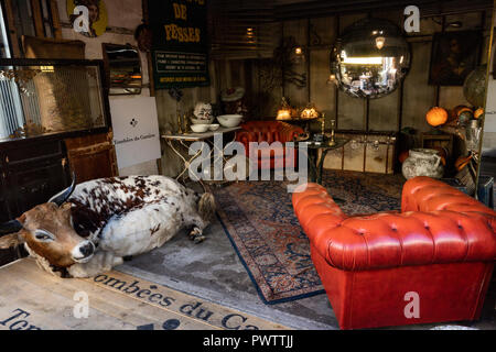Marche aux Puces St Ouen Il Mercato delle Pulci è un istituzione di Parigi. Si tratta di uno dei più grandi mercati di antiquariato nel mondo. Alcuni fornitori sono aria aperta, whil Foto Stock
