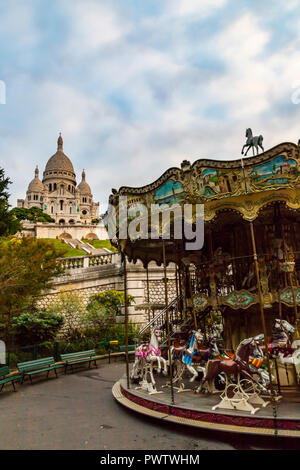 Basilique du Sacre Coeur - La Basilica del Sacro Cuore di Parigi è in genere indicato come il Sacre Coeur è il secondo monumento più visitato in pari Foto Stock