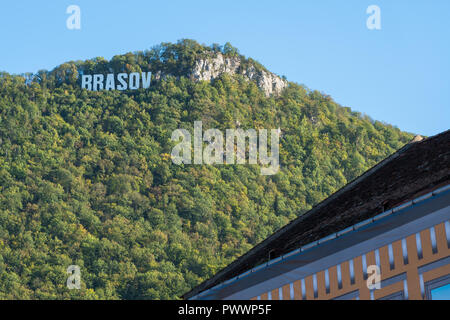 BRASOV, Transilvania/ROMANIA - 20 settembre : Vista del segno della Città di Brasov Transilvania Romania il 20 settembre, 2018 Foto Stock