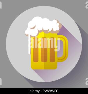 Lo zenzero irlandese birra San Patrizio giorno simbolo icona vettore. Vettore di birra coppa in vetro e la relativa icona. Piatto bianco birra icona. Oktoberfest logo. Illustrazione Vettoriale