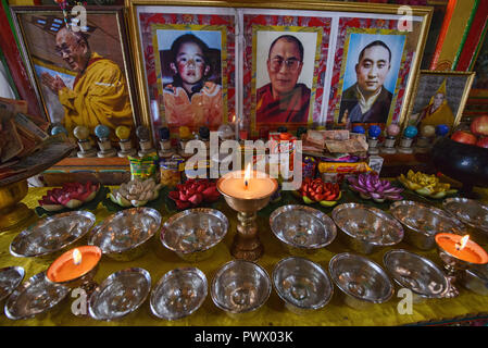 Monaci E Dalai Lama Foto, Monastero Diskit, Valle Nubra, Ladakh, India Foto Stock