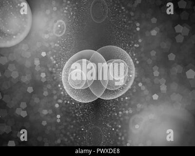 Cella incandescente mitosi frattali generati da computer sfondo astratto, bianco e nero, rendering 3D Foto Stock