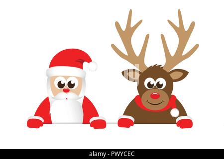 La renna e Babbo Natale Natale cartoon illustrazione vettoriale EPS10 Illustrazione Vettoriale