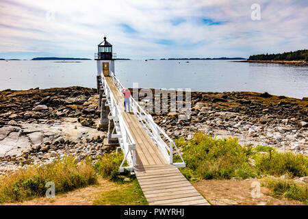 Marshall punto luce stazione costruita nel 1857 in Port Clyde Maine Foto Stock