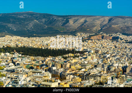 Crystal Clear View di Athens, Athens Cityscape, vista rilassante a Atene, Grecia Foto Stock