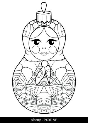 Le decorazioni di Natale zentangle stile con linee pulite per il libro da colorare per anti stress, t-shirt design, tattoo e altre decorazioni Illustrazione Vettoriale