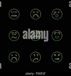 Gli Emoji , emoticon , eomtions , smiley , triste , felice, cry , ridere , Amore , arrabbiato, fastidioso, confuso , nervoso , cuore rotto , romantico, icona, vect Illustrazione Vettoriale