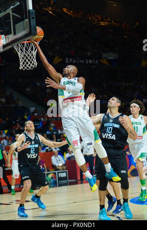 Leandrinho Barbosa. In Brasile la squadra nazionale. Mondo del basket Cup Spagna 2014 Foto Stock