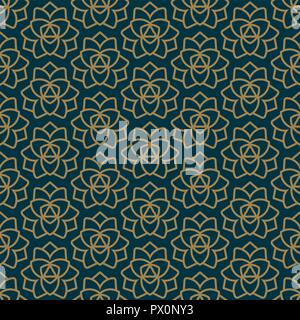 Abstract pattern senza giunture, vettore seamless pattern. Ripetizione ornamento geometrico . luxury gold colore blu Illustrazione Vettoriale