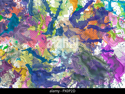 Schizzi di colori su uno sfondo bianco. Abstract per la progettazione, la vernice policroma e lacca. Foto Stock
