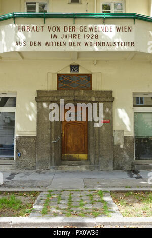 Wien, Gemeindebau des "Roten Wien - Vienna, Consiglio Tenement blocco, "rosso" di Vienna, Meiselstraße 76, Josef Birra 1928 Foto Stock