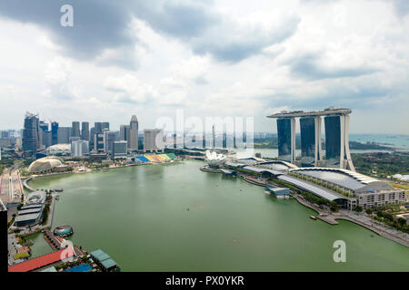 Vista Aerea della Marina Bay cityscape di Singapore Foto Stock