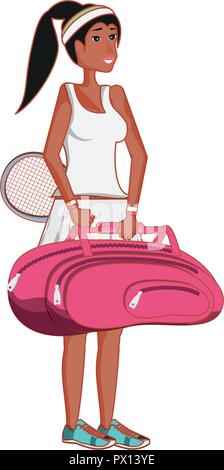 Donna giocando a tennis avatar carattere illustrazione vettoriale design Illustrazione Vettoriale