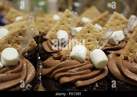 S'more tortine e e un colpo di vodka Foto Stock