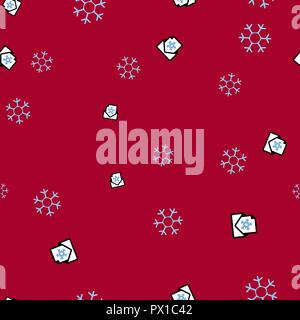 Lettera con un fiocco di neve seamless pattern. Sfondo rosso. Illustrazione Vettoriale. Illustrazione Vettoriale
