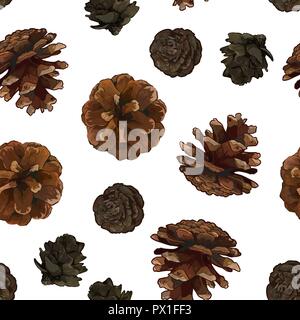 Pigne seamless pattern isolato su bianco bacground. Illustrazione Vettoriale