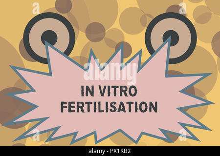 Segno di testo che mostra la fecondazione in vitro. Foto concettuale di un uovo è fecondato dagli spermatozoi in un tubo di prova. Foto Stock