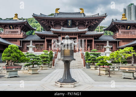 Chi Lin monastero cortile a Kowloon in Hong Kong Foto Stock