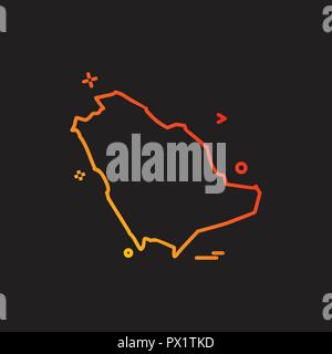 Saudia Arabia icona mappa vettore di design Illustrazione Vettoriale