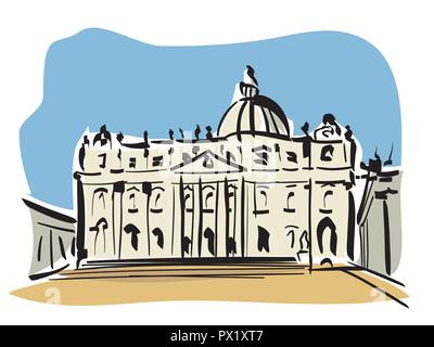 Illustrazione vettoriale della Basilica di San Pietro,a Roma Illustrazione Vettoriale