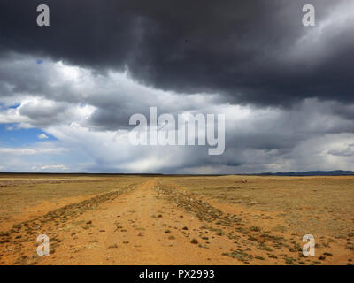 Remote su strada sterrata in Wyoming orientale, STATI UNITI D'AMERICA Foto Stock