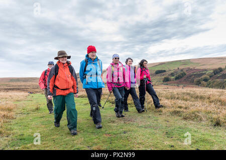 Gruppo a piedi i due mori modo Exmoor, England, Regno Unito Foto Stock