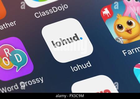 London, Regno Unito - 19 Ottobre 2018: screenshot di Gannett's mobile app lohud. Foto Stock