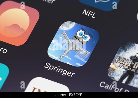 London, Regno Unito - 19 Ottobre 2018: screenshot del mobile app Springer da TMSOFT. Foto Stock