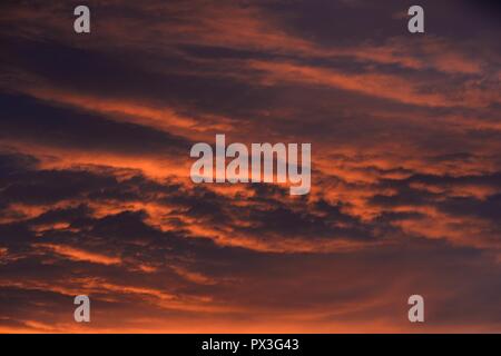 Glasgow, Scotland, Regno Unito. Il 19 ottobre, 2018. Regno Unito meteo. Red Sky questa mattina su Glasgow per la rende una piuttosto drammatico inizio di giornata anche se le previsioni per il successivo non è grande. Credito: Carr Douglas/Alamy Live News Foto Stock