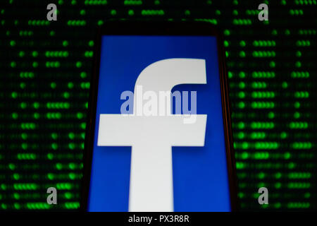 Cracovia in Polonia. Xix oct, 2018. Logo di Facebook è visto in un androide dispositivo mobile. Credito: Omar Marques/SOPA Immagini/ZUMA filo/Alamy Live News Foto Stock