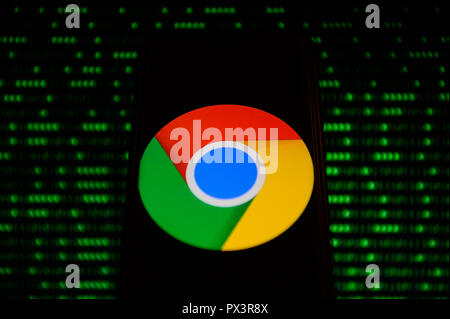 Cracovia in Polonia. Xix oct, 2018. Google Chrome logo è visto in un androide dispositivo mobile. Credito: Omar Marques/SOPA Immagini/ZUMA filo/Alamy Live News Foto Stock