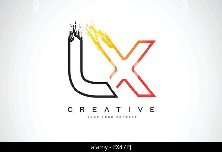 LX L X moderno creativo Logo Design Vetor con arancio e nero i colori. Corsa del monogramma lettera Design. Illustrazione Vettoriale