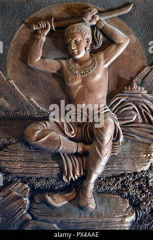 Linh Phong tempio buddista. La vita di Buddha. Lontano dal palazzo, il Principe Siddartha scambiati i suoi bei vestiti di stracci e tagliare i suoi capelli lunghi. Dalat. V Foto Stock