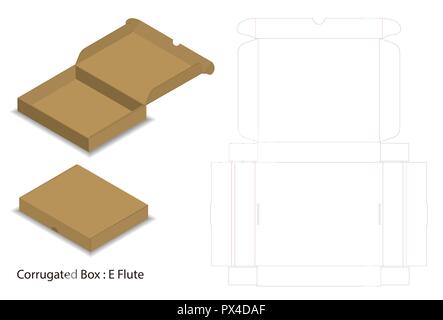 Scatola pizza pacchetto corrugato fustellate con mock up Illustrazione Vettoriale