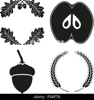 4 bianco e nero raccolto elementi di silhouette impostato Illustrazione Vettoriale