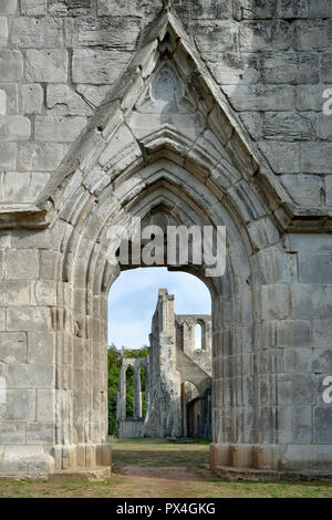 Portale, monastero rovina Walkenried, rovina gotica della chiesa del monastero, ex abbazia cistercense, portale ovest, Walkenried Foto Stock