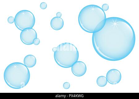 Blu bolle di sapone su sfondo bianco illustrazione vettoriale EPS10  Immagine e Vettoriale - Alamy