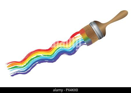 Dipingere con un pennello nei colori dell'arcobaleno illustrazione vettoriale EPS10 Illustrazione Vettoriale